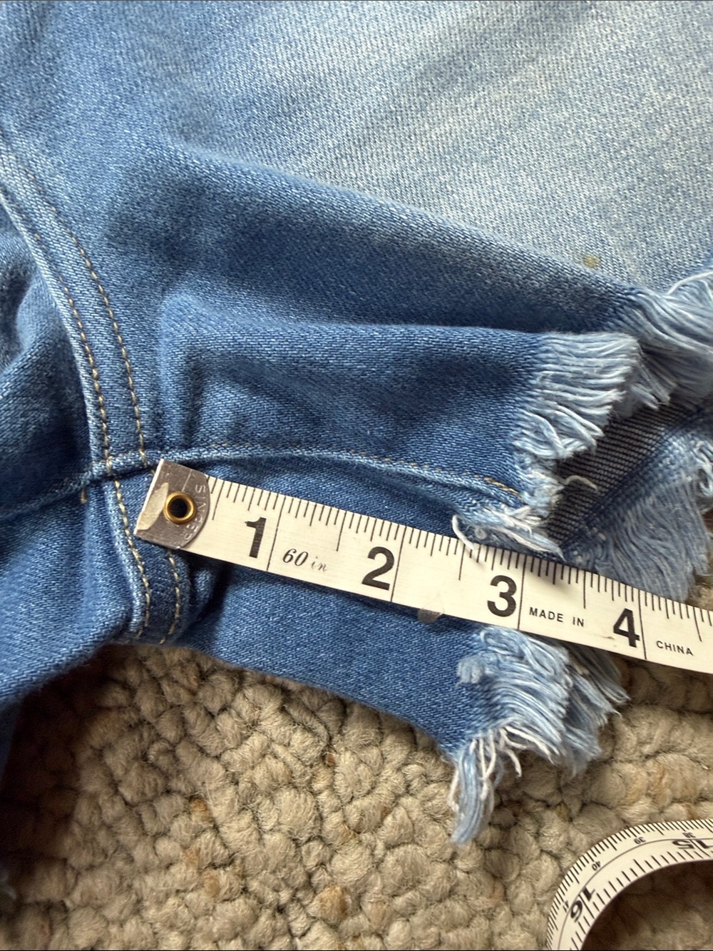 KanCan Light Blue Distressed Frayed Hem Jean Shorts - Picture 8 of 8